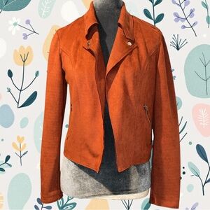 Philosophy very soft lighter weight open front faux leather biker jacket